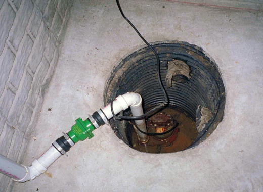 The interior of a sump pump.